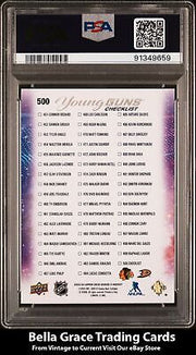 2023-24 Upper Deck Bedard/Carlsson #500 Young Guns Checklist PSA 10 GEM MT NHL Bella Grace Cards