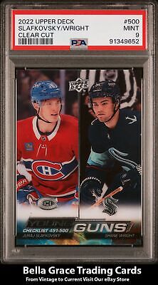 2022-23 Upper Deck Slafkovsky/Wright #500 Clear Cut Young Guns PSA 9 MINT NHL Bella Grace Cards