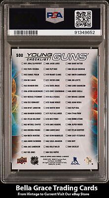 2022-23 Upper Deck Slafkovsky/Wright #500 Clear Cut Young Guns PSA 9 MINT NHL Bella Grace Cards