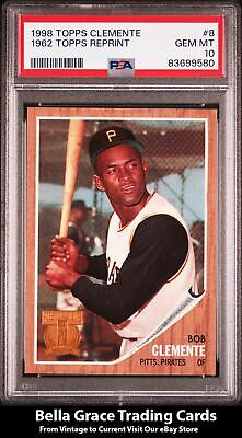 1998 Topps Clemente 1962 Topps Reprint #8 Pirates PSA 10 GEM MT Bella Grace Cards