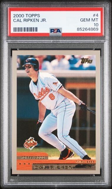 2000 Topps Cal Ripken Jr. #4 Baltimore Orioles PSA 10 HOF GEM-MT "The Iron Man" Bella Grace Cards