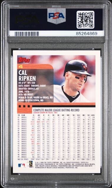 2000 Topps Cal Ripken Jr. #4 Baltimore Orioles PSA 10 HOF GEM-MT "The Iron Man" Bella Grace Cards