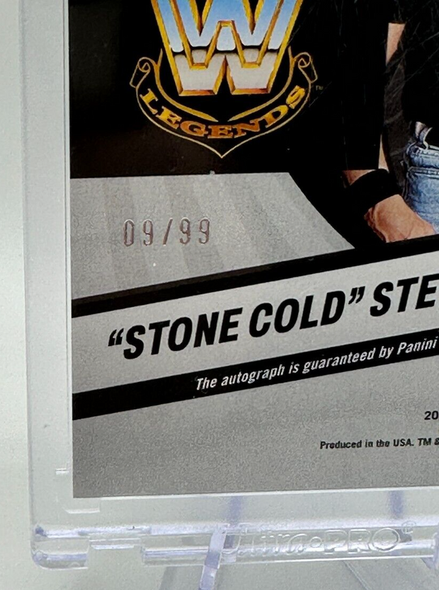 2023 Panini Revolution WWE "Stone Cold" Steve Austin #AG-SCA Sunburst 9/99 Auto Bella Grace Cards