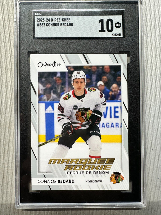 2023-24 O-Pee-Chee Hockey Connor Bedard #582 Marquee Rookie Blackhawks SGC 10 Bella Grace Cards