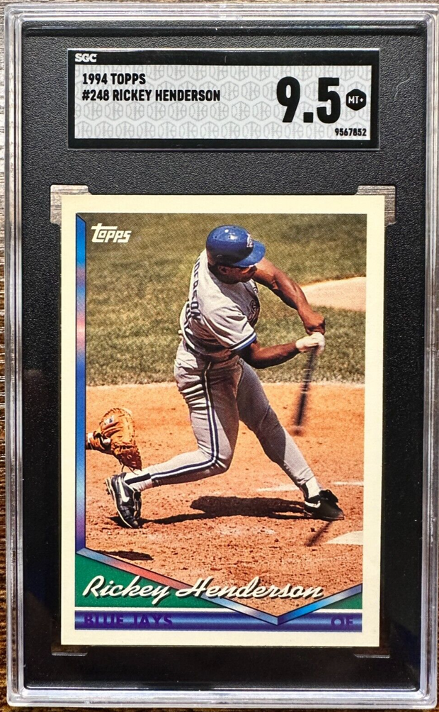 1994 Topps Rickey Henderson #248 Toronto Blue Jays SGC Graded 9.5 MT+ Baseball Bella Grace Cards